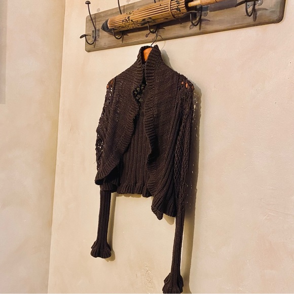 🪶OGO Geral Paris Boho Crochet Bell-Sleeve Sweater Cardigan-S/M - Picture 6 of 16